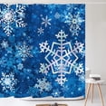 thumbnail image 2 of Merry Christmas Snowflake Shower Curtain Set, Happy Holiday Winter Blue Bathroom Decorative Winter Waterproof Fabric 71x71 Inch with 12 Hooks, 2 of 5