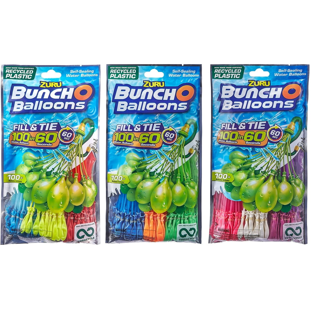 Zuru Bunch O Balloons Instant 100 SelfSealing Water Balloons Complete Gift Set Bundle 3 Pack