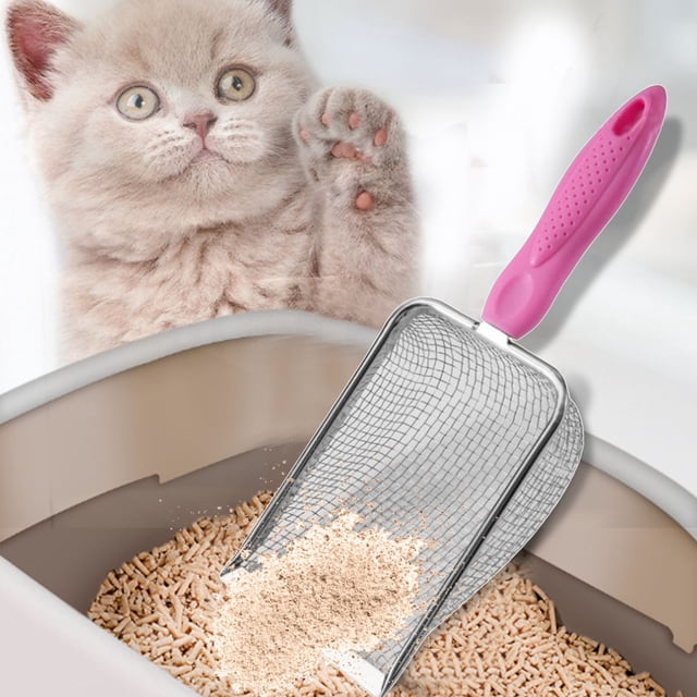 YWIYIUD 1PC StainlessSteel Mesh Cat LitterScoop Durable Cleaning Shovel with Comfortable Handle Portable and Practical Catlitter Sifting Tool Suitable for Home and Pet Shop