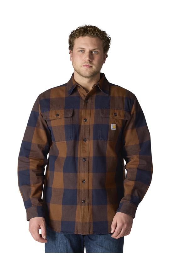 Loose-Fit Heavyweight Long-Sleeve Flannel Shirt for Men - Red Duck - M