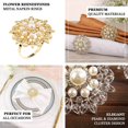 thumbnail image 4 of Efavormart 4 Pack | Pearl And Diamond Rhinestone Flower Gold Metal Napkin Rings, Decorative Napkin Buckle Holders, 4 of 11