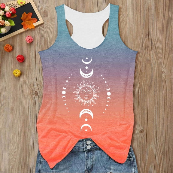 Womens Racerback Tank Tops Graphic Print Shirts Sleeveless Summer Ribbed Knit Slim Fit Basic 2026 Casual Clothes