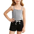 thumbnail image 2 of Piuwrlz Tank Top with Shorts Sets Girls 2 Piece Outfit Set Crew Neck Gray Size 3 T, 2 of 9