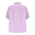 thumbnail image 6 of Moxiu Cotton Linen Tops for Women Summer Casual Short Half 3/4 Sleeve T Shirts Lightweight Ethnic Style Embroidery Blouses Tees 2025 Purple,L, 6 of 7