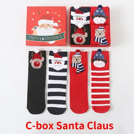 

Zedker Women s Christmas 4-Pair With Gift Box Fashion Christmas Cartoon Cute Socks Gift Box Mid Tube Socks Warehouse Sale Clearance