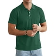 thumbnail image 5 of Mens Classic Short Sleeve Polo Shirts Cotton Blend with Front Pocket,Business Casual Golf Tops for Work Dark Green 3XL, 5 of 6