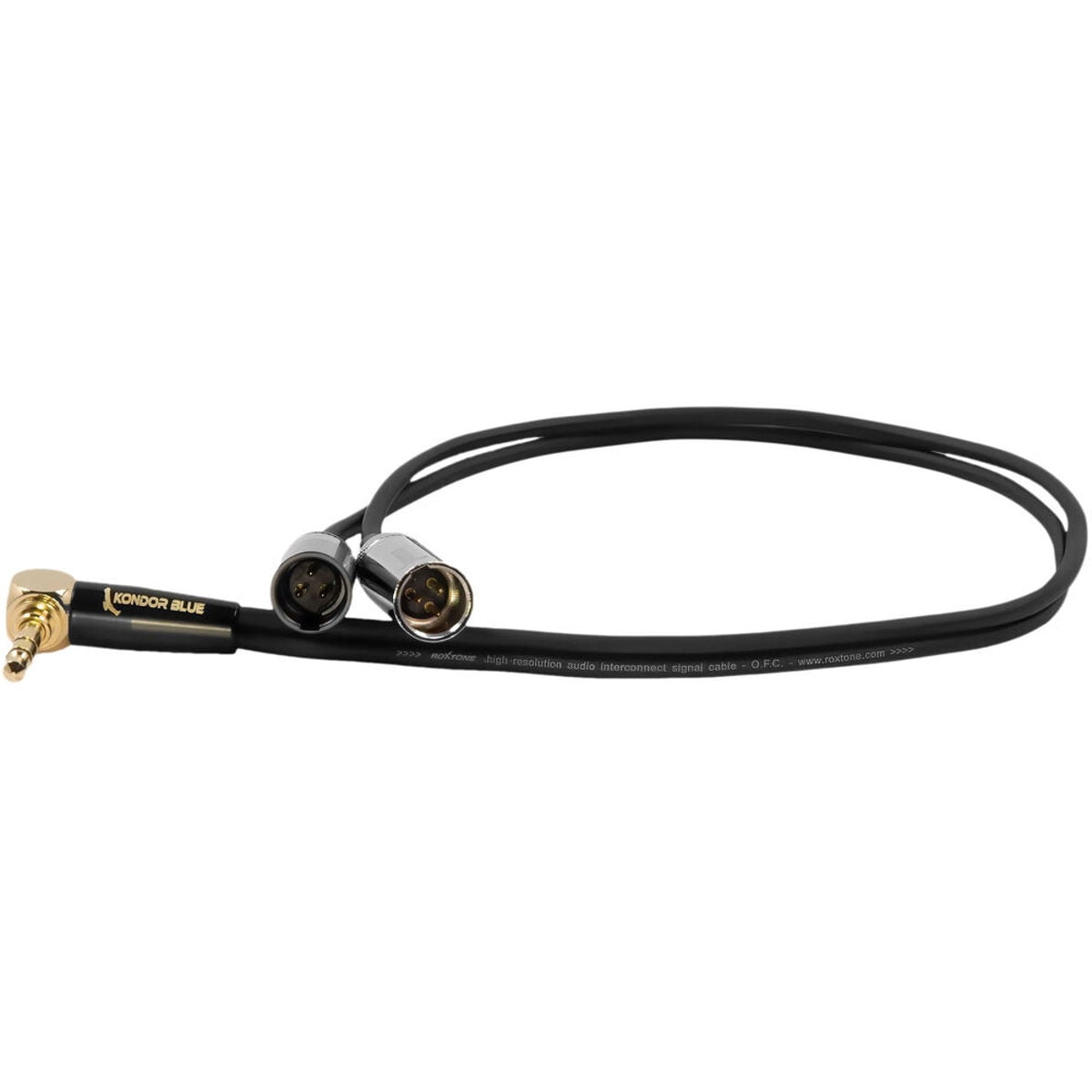 Kondor Blue Dual Mini-XLR to Right Angle 3.5mm Stereo TRS Channel Splitter for Canon C70/BMPCC 6K Pro/Rode Wireless Go II