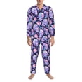 thumbnail image 3 of Sikiie crystal Skull flower Mens Pajama Set, Soft Warm Long Sleeve Sleepwear, Cozy Button-Down Pjs for Men-X-Large, 3 of 7