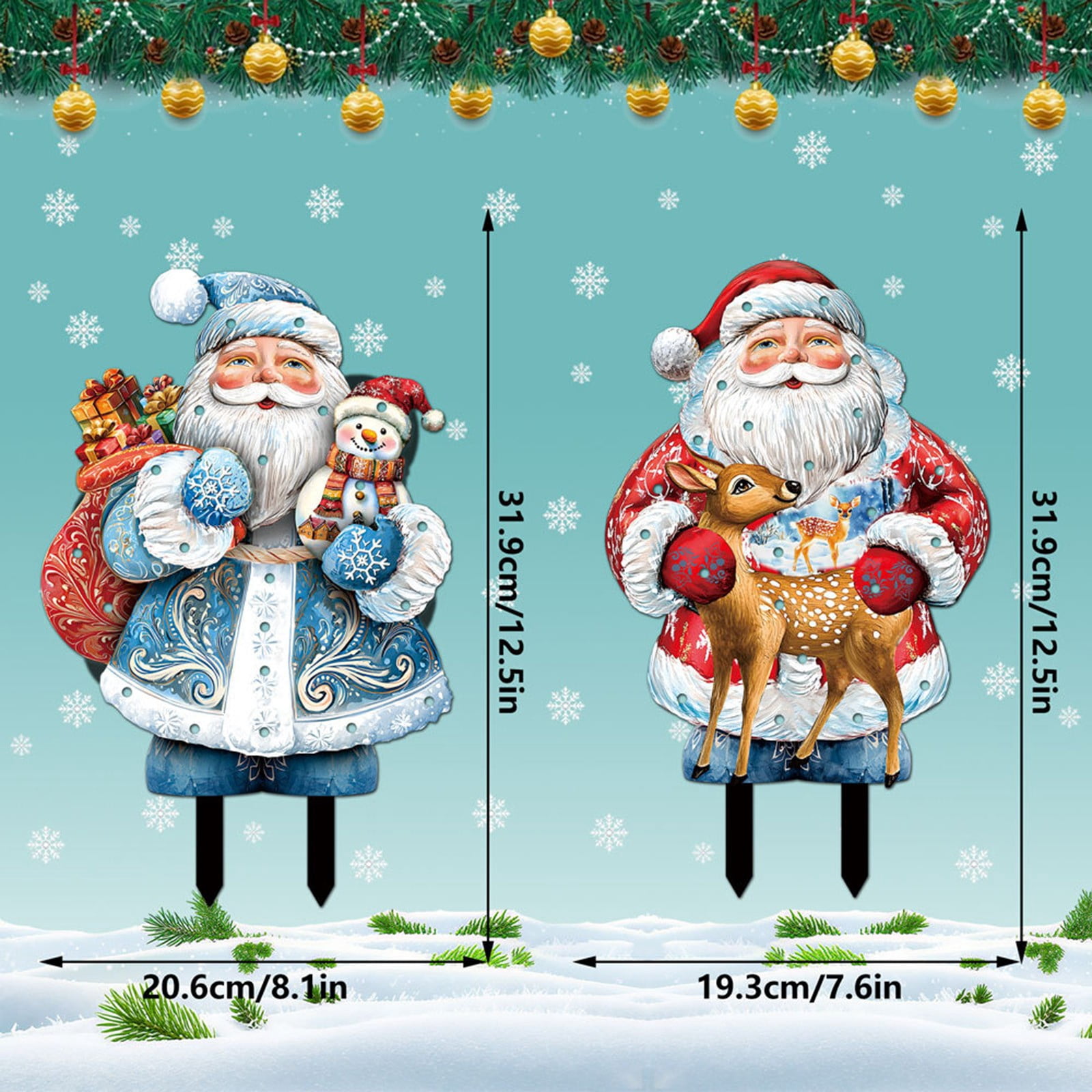 Zzxfth 2Pcs Christmas Yard Signs Decorations Outdoor with Led Lights， Glowing Santa Claus， Christmas Decorations Stake for Outdoor Lawn Garden Decor