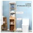 thumbnail image 6 of Bamboo Bathroom Cabinet with Drawer & Shelves, Tall Linen Tower, Slim Storage Organizer, Natural Wood Finish, 6 of 9