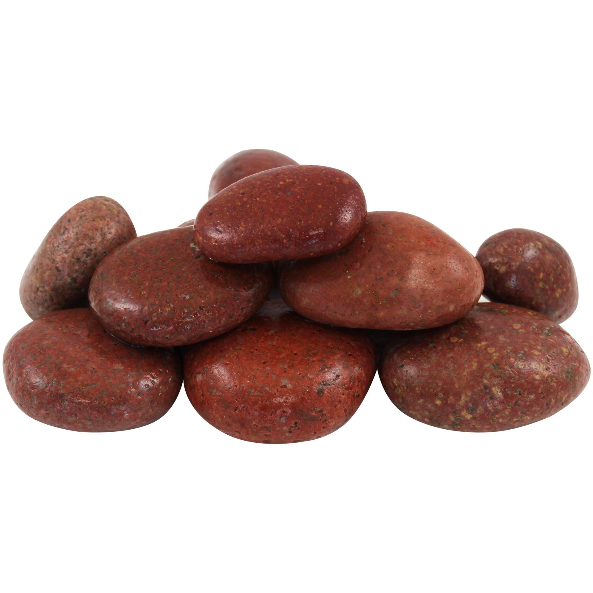 Rainforest Outdoor Decorative Natural Stone, Mexican Beach Pebbles, Rosa Pink, 1-3",1620lbs.