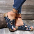 thumbnail image 3 of Womens Flat Sandals- Casual Open Toe Hollow Summer Slide Sandals #148 Blue, 3 of 6