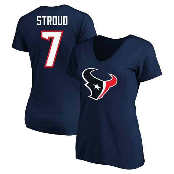 Women's C.J. Stroud Navy Houston Texans Plus Size Fair Catch Name & Number Scoop Neck T-Shirt