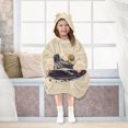 thumbnail image 7 of FORMRS Wearable Blanket Hoodie with Sleeves for Kids Cozy Flannel Sweatshirt, Beige Record, 7 of 7