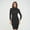 Black, variant on Women's Long Sleeve Midi Cocktail Bodycon Dress, Stretchy Ribbed Knit, High Neck(Black 2X Plus Size)