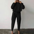 thumbnail image 3 of CILENON Womens Sweatsuits 2 Piece Set Autumn And Winter Women's Loose Solid Color Long Sleeve Casual Two Piece Set Airplane Travel Outfits for Women Airport Outfits for Women 2024 (Black,L), 3 of 3