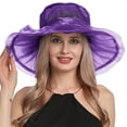 thumbnail image 2 of Weikingp Beach Hats for Women Sunhat Women Women's Vintage Mesh Hat Floral Holiday Brim Top Hat Summer Hats for Women Purple One Size Clearance！, 2 of 8