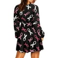 thumbnail image 3 of Yuyamidu Pink Ribbon Long Sleeve Women Dresses Formal Occasion Dress Size 2XL Soft Midi Dresses Holiday Elastic Waist Swing Dress for Girls, Breast Cancer Awareness, 3 of 7