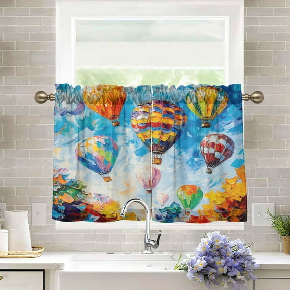 BZSMCE Set of 2 Pieces Kitchen Window Curtain Fashion Colorful Ascent Printed 27x24in/27x36in