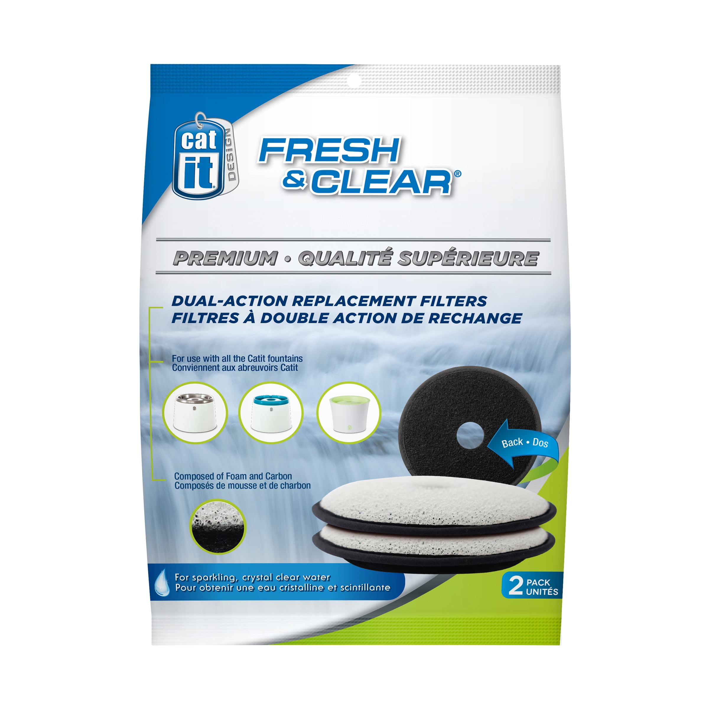 Carbon Water Filter Replacement Compatible w/ Catit Fresh&Clear Fountains,18pk 