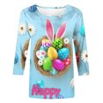 thumbnail image 4 of Fiudx Ofertas y Liquidaciones Blusa Holgada con Estampado de Pascua y Cuello Redondo Retro de Manga Tres Cuartos a La Moda para Mujer, 4 of 4