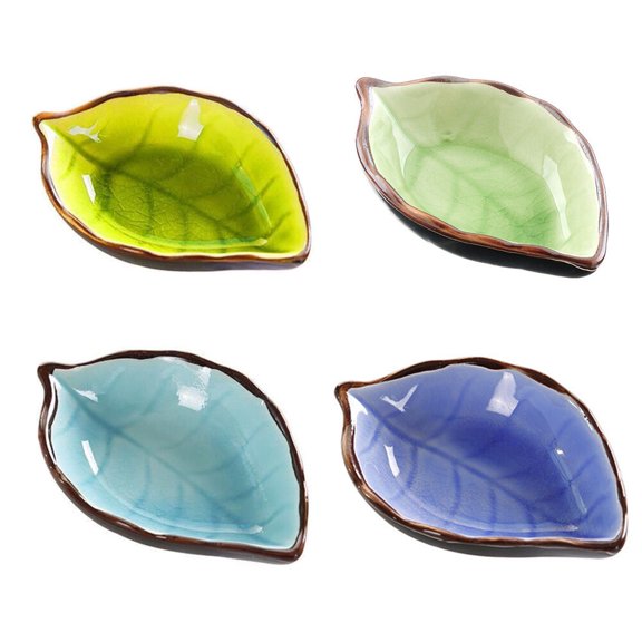 FRCOLOR 4pcs Creative Sauce Dishes Small Plates Kitchen Tableware (Mixed Color)
