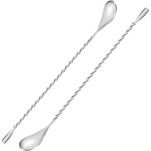 2 Pcs 12 Inch Bar Mixing Spoon Cocktail Spoon Stainless Steel Bar Long Spoon With Spiral Pattern