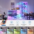 thumbnail image 3 of VKCC Curio Display Cabinet with Glass Door, RGB Coffee Bar with Charging Station, Sideboard with for Living Room Kitchen Bar, White, 3 of 9