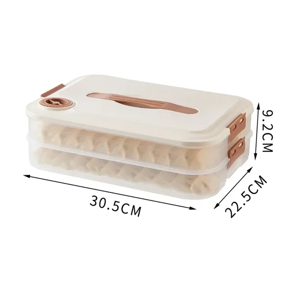 1/2/3/4 Layers Refrigerator Storage Box Dumpling Food Preservation and Quick Freezing Box Transparent Food Storage Container (Double-layers)