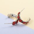 thumbnail image 2 of SANTA FE STYLE Gifts 925 Sterling Silver Red Coral Enhanced Hoop Earrings for Women Birthday Christmas Gifts, 2 of 8