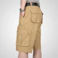 thumbnail image 3 of Pantalones cortos cargo para hombre, holgados, anchos, con botones, para hombre, con múltiples bolsillos, nuevos, de algodón, ropa pesada, pantalones cortos, cómodos, Y2k, 3 of 5