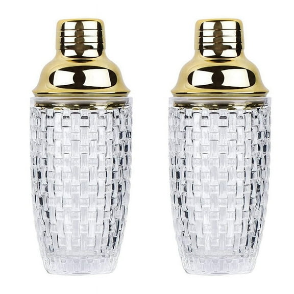2X 13Oz Glass Cocktail Shaker Set - for Cocktails, Drink Shakers and Gold