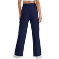 thumbnail image 6 of BiZtdJrK Girl's Cargo Sweatpants Fleece Lined Baggy Wide Leg Pants Solid Color Elastic Waist Workout Trousers with Multi Pockets Navy, 6 of 8