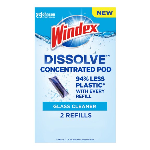 Windex® Dissolve™ Concentrated Pods, Glass Window Cleaner , 2 Concentrated Dissolvable Refill Pods