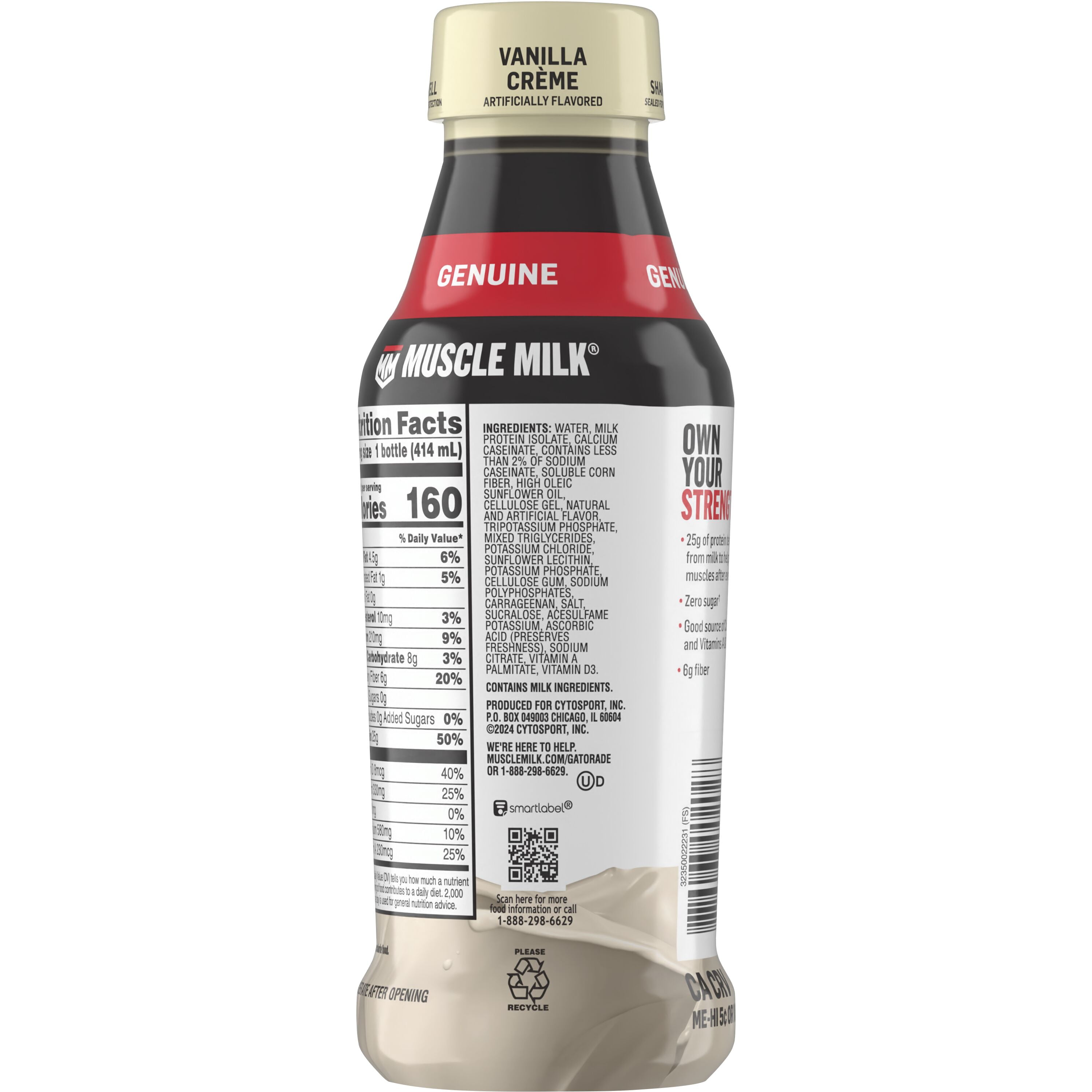 Muscle Milk Genuine Protein Shake, Vanilla Crème, 14 fl oz, 1 Count Bottle