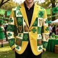 thumbnail image 2 of IWRICH Men's St. Patrick’s Day Corduroy Printed Jacket Shamrock Holiday Party Coat Casual Plus Size Blazer 03-Green L, 2 of 4