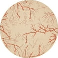 thumbnail image 1 of Unique Loom Collection Botanique Abstraite Picturale Transition Tapis Rond Flatweave Intérieur et Extérieur, 6 Pieds, Beige / Terre Cuite, 1 of 2