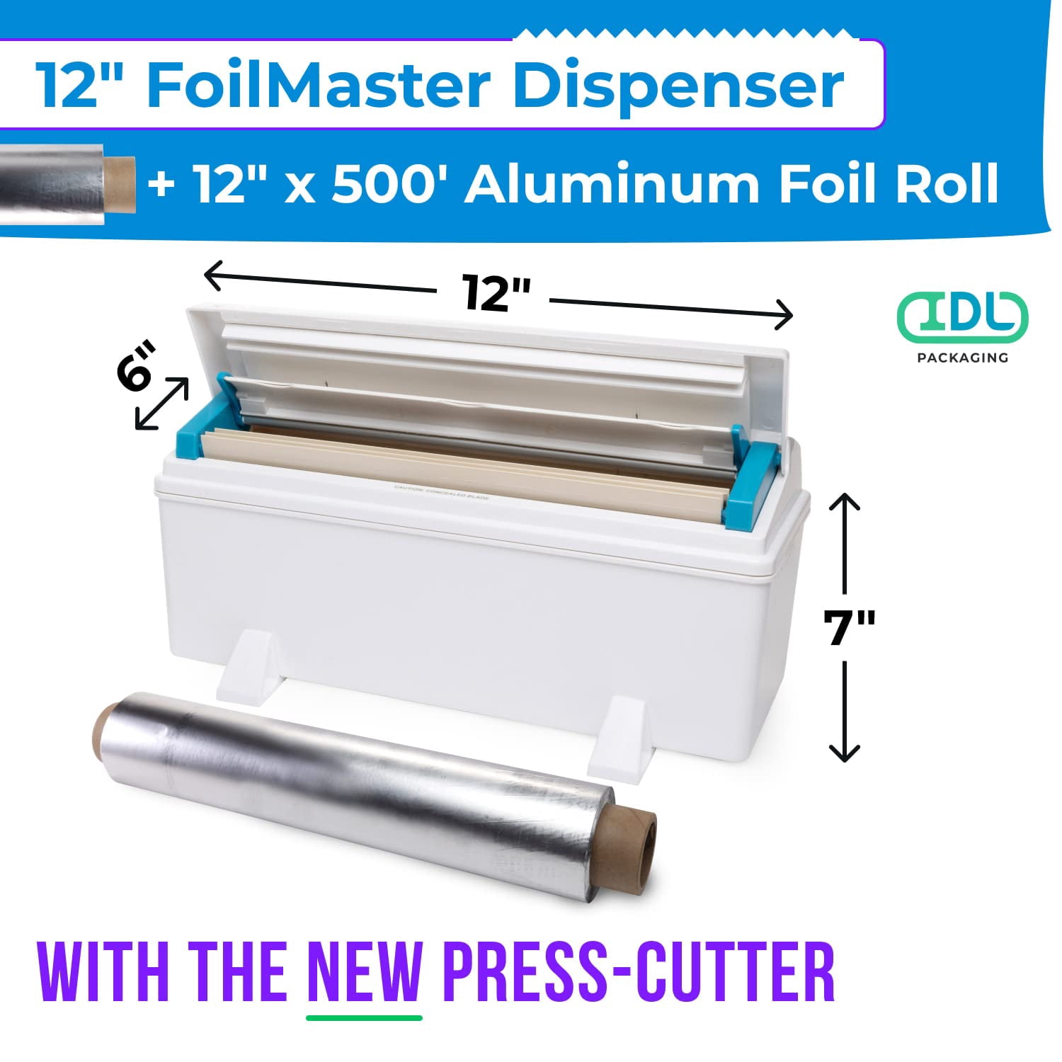 IDL Packaging WP-179DA 12" FoilMaster Dispenser with 12" x 500' Aluminum Foil Roll