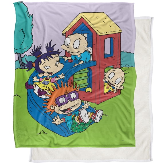 Rugrats Blanket, 50"x60" Rugrats Playground Silky Touch Sherpa Back Super Soft Throw Blanket