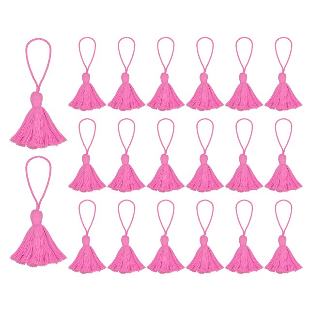 Unique Bargains 20 Packs Bookmark Tassels 4.3 Inch Hanging Loop Small Tassels Soft Mini Tassels, Dark Pink