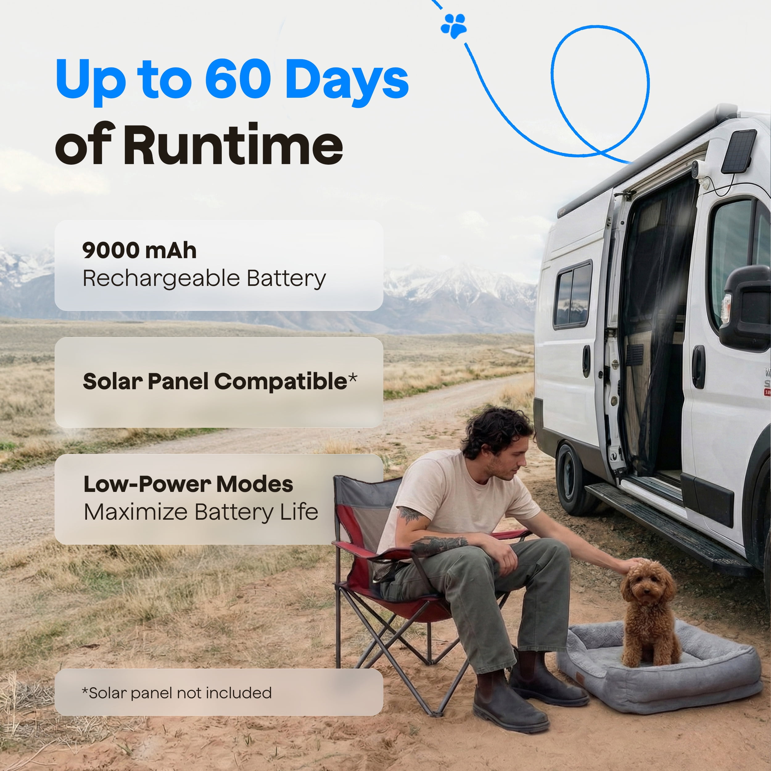 Waggle 4G LTE Security Camera | No WiFi? No Problem | Built-in SIM | Works ANYWHERE Indoor/Outdoor | 2K HD + 9000mAh Battery (60-Day Power) | 2-Way Talk, Night Vision and Siren Alarm