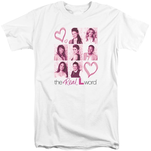 Real L Word Hearts Adult Tall T-Shirt White