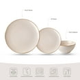 thumbnail image 3 of Famiware Stoneware Dinnerware Sets, 12 Piece Plates and Bowls, Dishes Set for 4, Antique White, 3 of 9