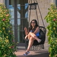 thumbnail image 3 of Vivere Macrame Deluxe Hanging Chair with Cushion and Swivel Hook, Eclipse, 3 of 5