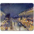 thumbnail image 1 of Fine Art Mousepad Famous Painting "The Boulevard Montmartre at Night" by Camille Pissarro, Natural Rubber Base, Stitched Edges, 9.5x7.9 Inches, Adds Classic Art to Your Desk, 1 of 3