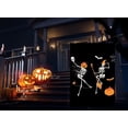 thumbnail image 3 of Funny Skeleton with Hat Broom Autumn Pumpkin Leaves Bat Spider Web Happy Halloween Garden Yard Flag 12"x 18" Double Sided Polyester Welcome House Flag for Patio Lawn Outdoor Home Decor, 3 of 6