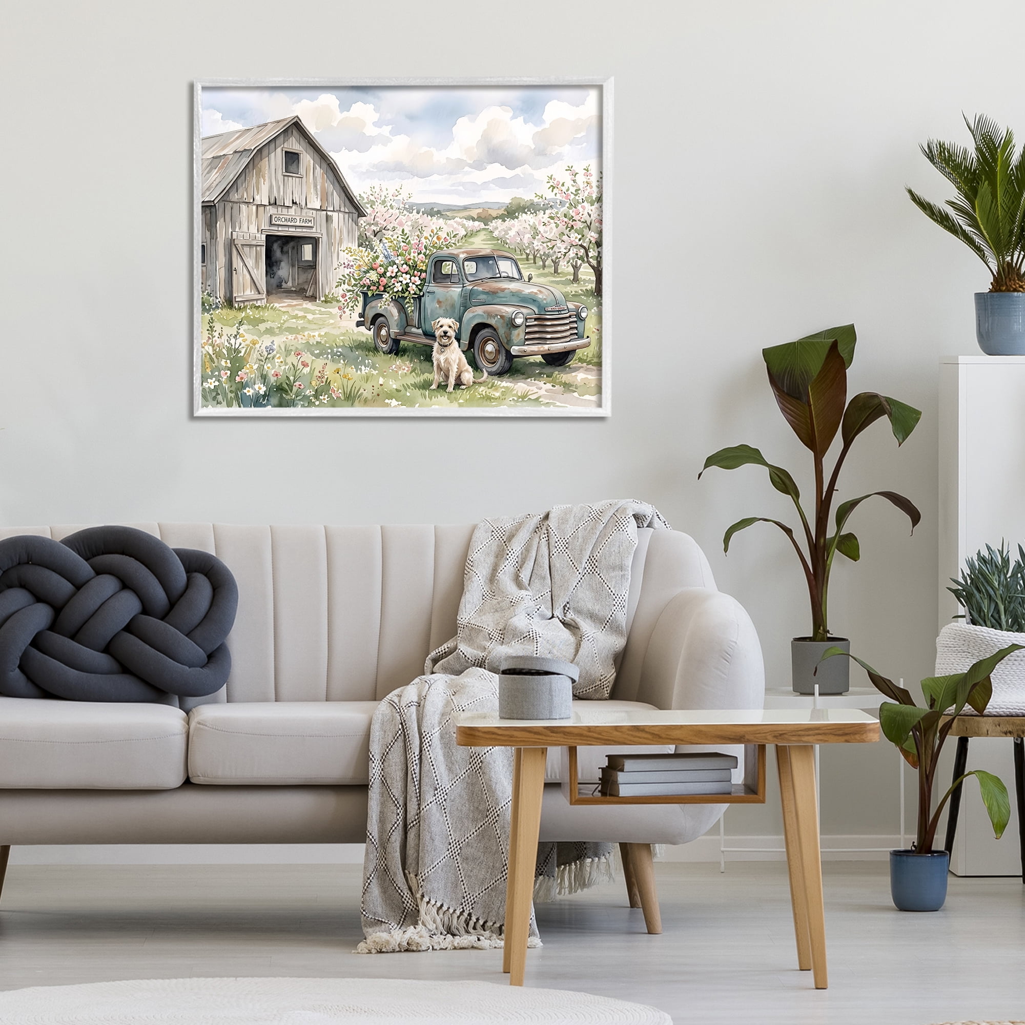 Stupell Industries Spring Orchard and Truck White Framed Giclee Art, design by Tabz Jones