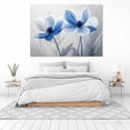 thumbnail image 3 of Mudket Blue and White Flowers Canvas Wall Art, Framed Floral Print, Ready to Hang Wall Decor for Living Room Bedroom, Modern Botanical Artwork - 12"L x 8"W, 3 of 10