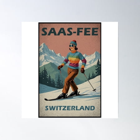 Saas Fee Valais Switzerland Poster Wall Art, Modern Wall Decor, 8x12 UNFRAMED
