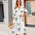 thumbnail image 5 of 2026 Summer Dresses for Women Easter Floral V-Neck 3/4 Sleeve Loose A-Line Knee Length Beach Vacation Modest Dress with Pockets, 5 of 5